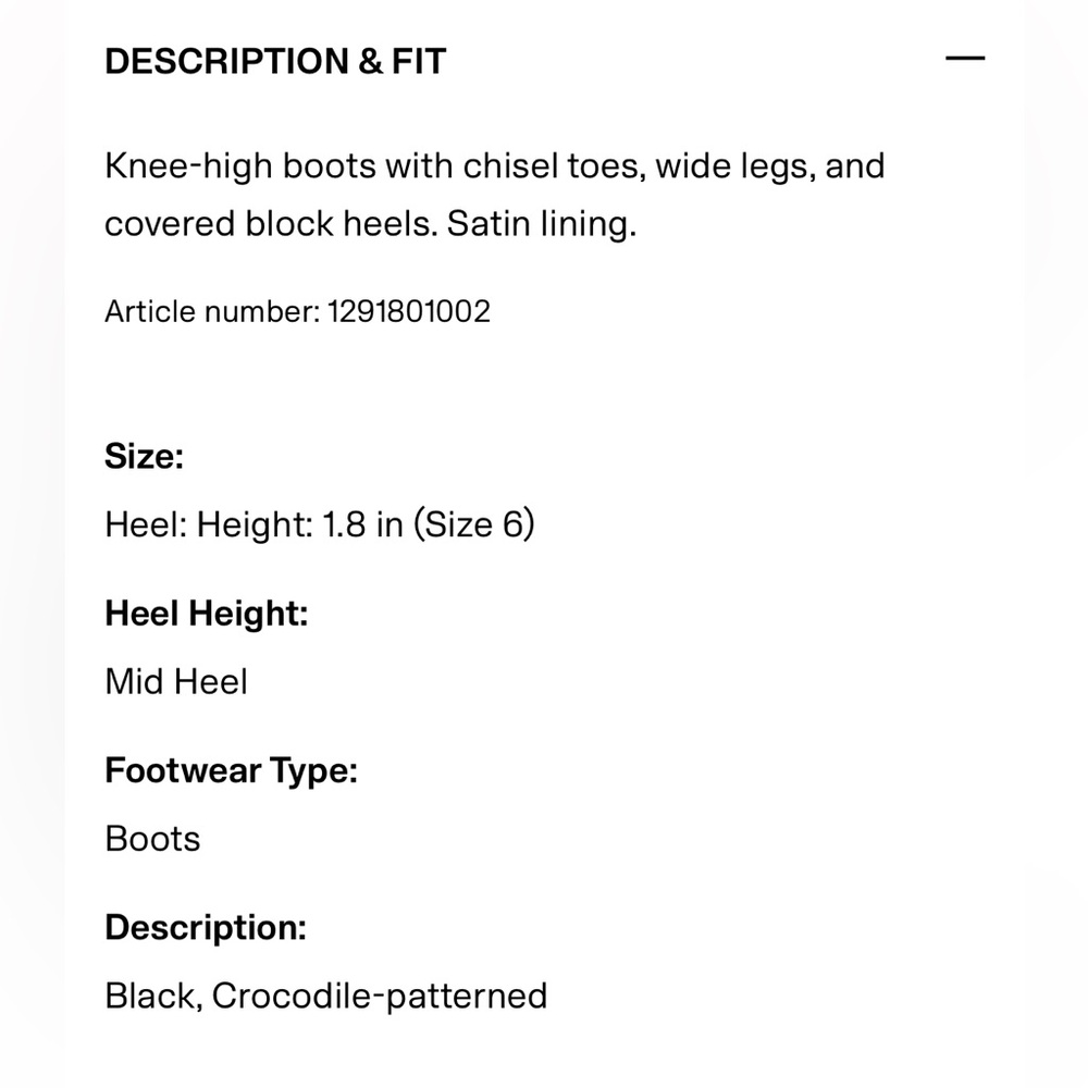 BNWT H&M Croc Black Knee-High Boots - Picture 5 of 12